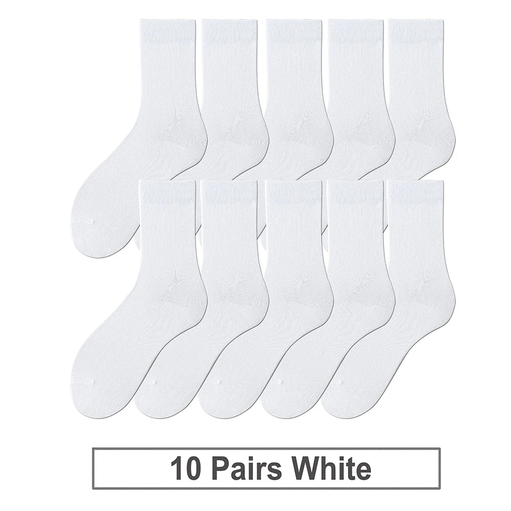 10 Pairs New Men's Cotton Socks New styles Black Business Men Socks Soft Breathable Autumn Spring for Male White