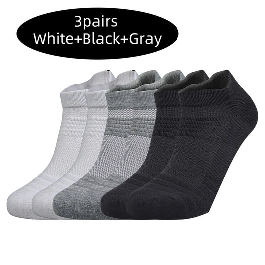 3 Pairs Sports Socks Men Women Short Running Socks Performance Ankle Cushion Wear-resistant Anti Slip Basketball Casual Socks