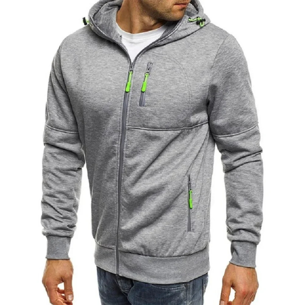 Men's Hoodies Long Sleeve Sweatshirt Zipper Design Hooded Sweatshirt for Men Clothing Sportswear Slim Fit Casual Jacket